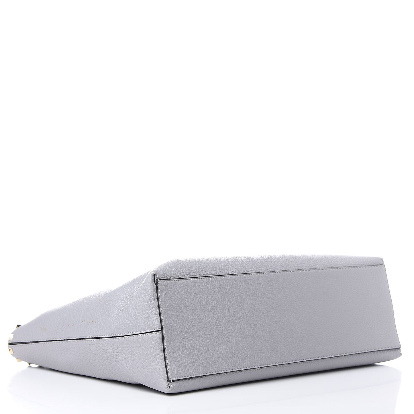 Grained Calfskin Rockstud Shoulder Tote Pastel Grey