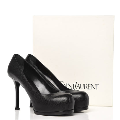 Saint Laurent Vernigolf Tribute Two 80 Platform Pumps 37.5 Black 9 of 9