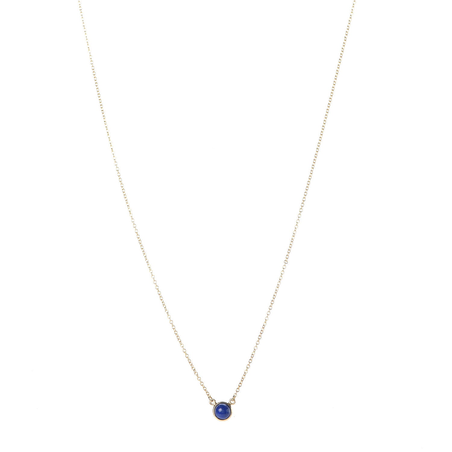 Tiffany 18K Yellow Gold Lapis Lazuli Elsa Peretti Color By The Yard Pendant Necklace 1 of 5