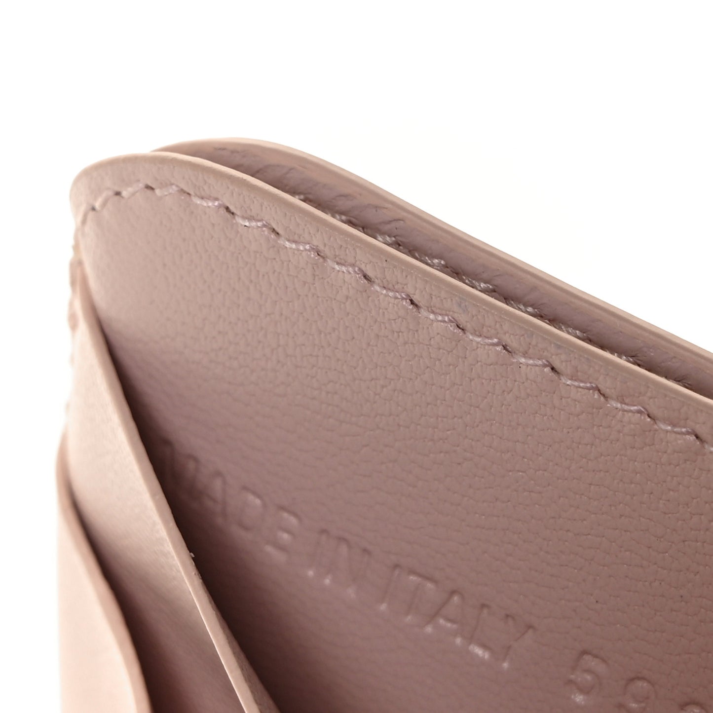 Flat Calfskin Logo Cash Rounded Card Holder Light Rose Black