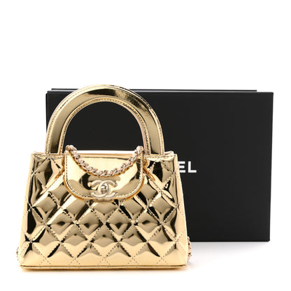 Chanel Mirror Calfskin Metallic Calfskin Quilted Nano Kelly Shopper Gold 12 of 12