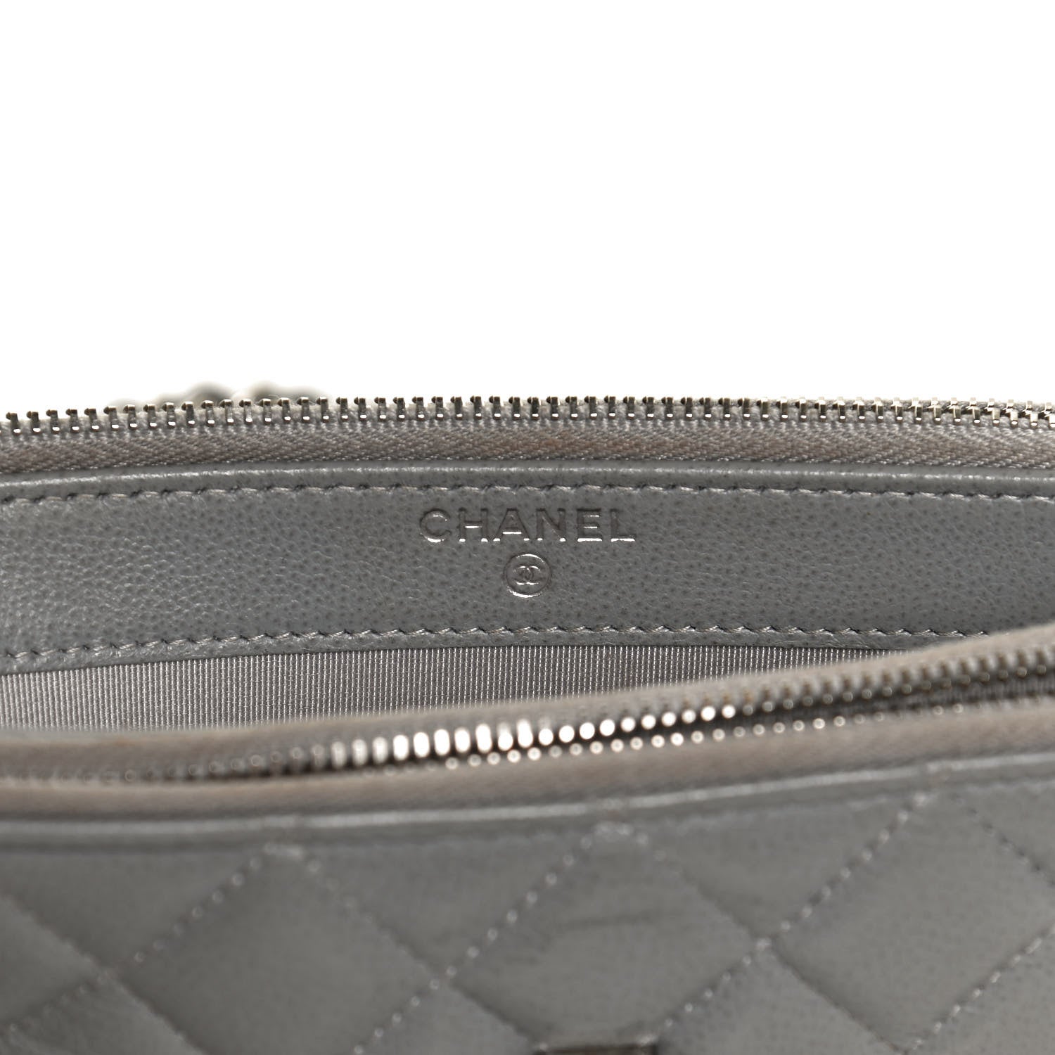 Chanel Grained Calfskin Quilted CC Box Clutch With Chain Grey 5 of 12