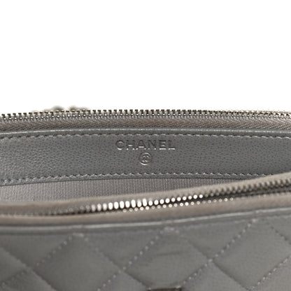 Chanel Grained Calfskin Quilted CC Box Clutch With Chain Grey 5 of 12
