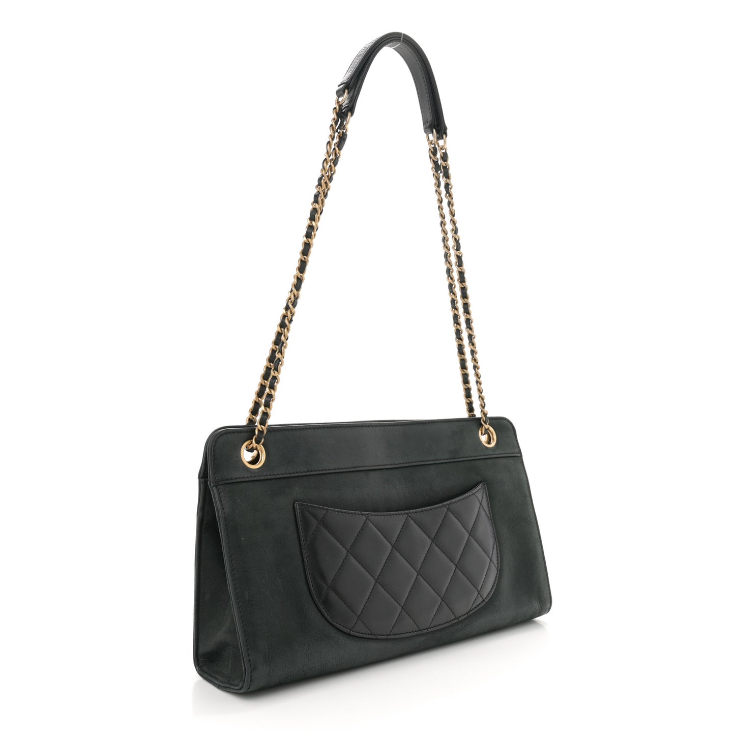 Iridescent Calfskin Quilted In & Out Camera Case Black