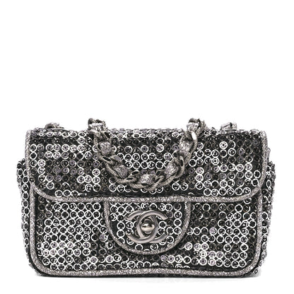 Chanel Sequin Micro Flap Dark Silver 1 of 13