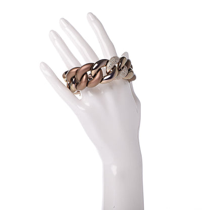 David Yurman Titanium 18K Rose Gold Diamond Belmont Curb Chain Link Bracelet 2 of 8