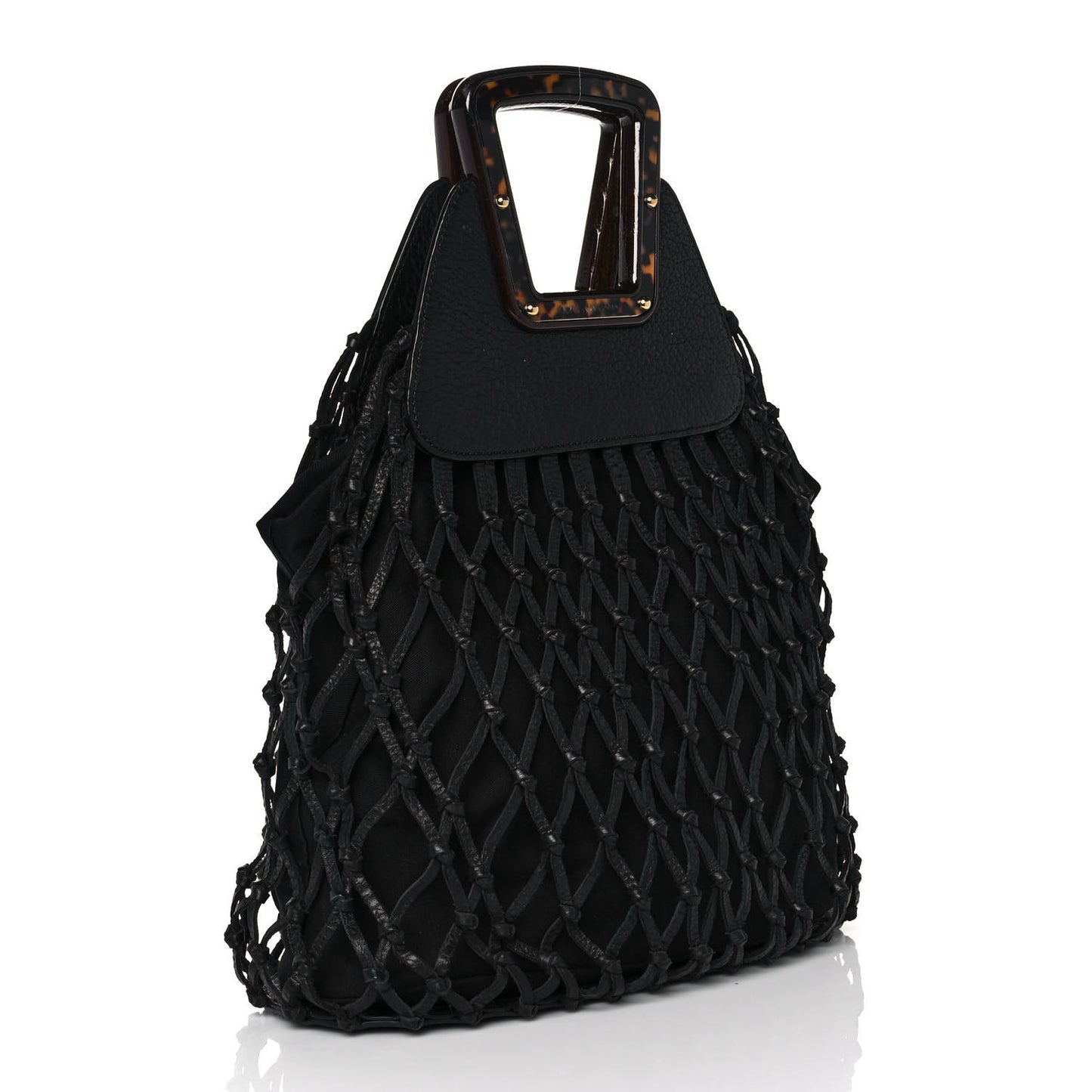 Calfskin Net Frame Tote Black