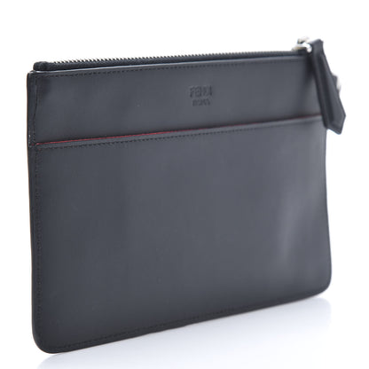 Fendi Calfskin Monster Eyes Pouch Black White 3 of 8