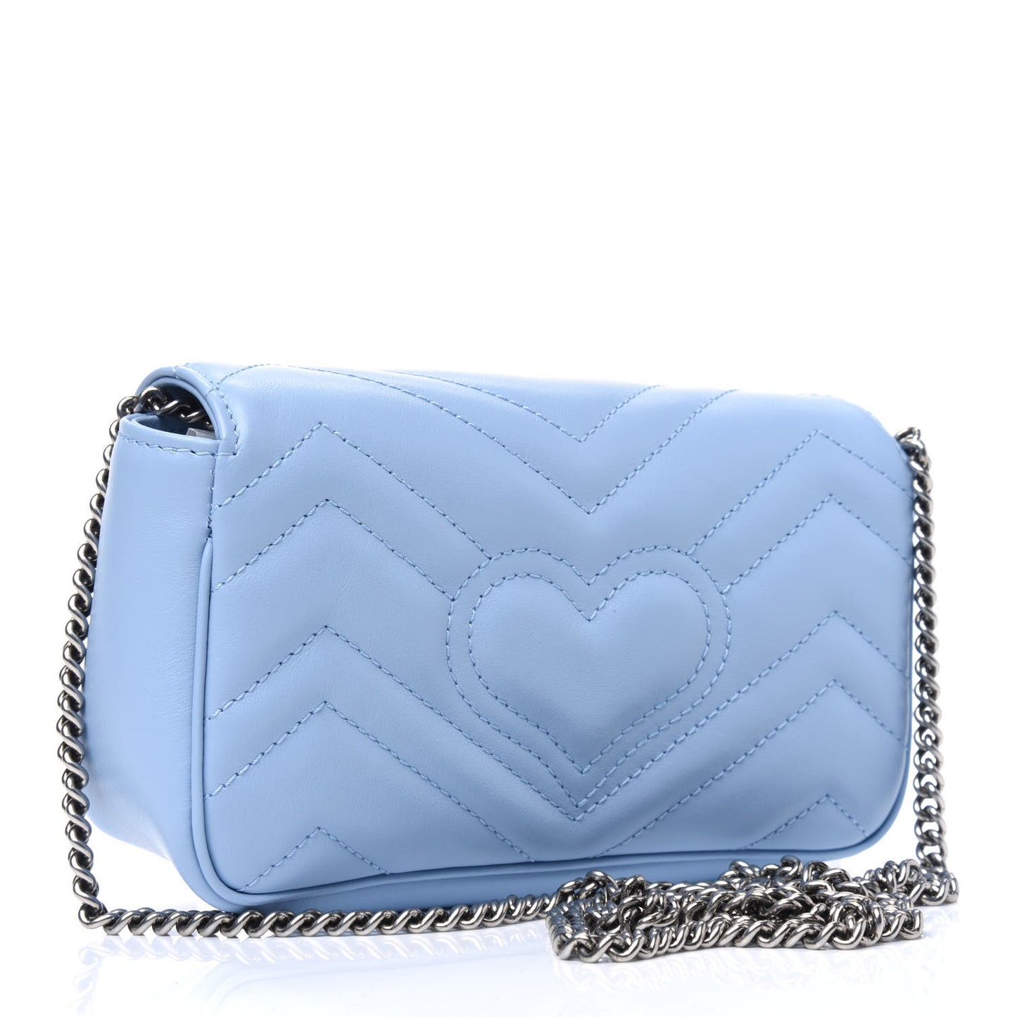 Calfskin Matelasse Super Mini GG Marmont Shoulder Bag Porcelain Light Blue