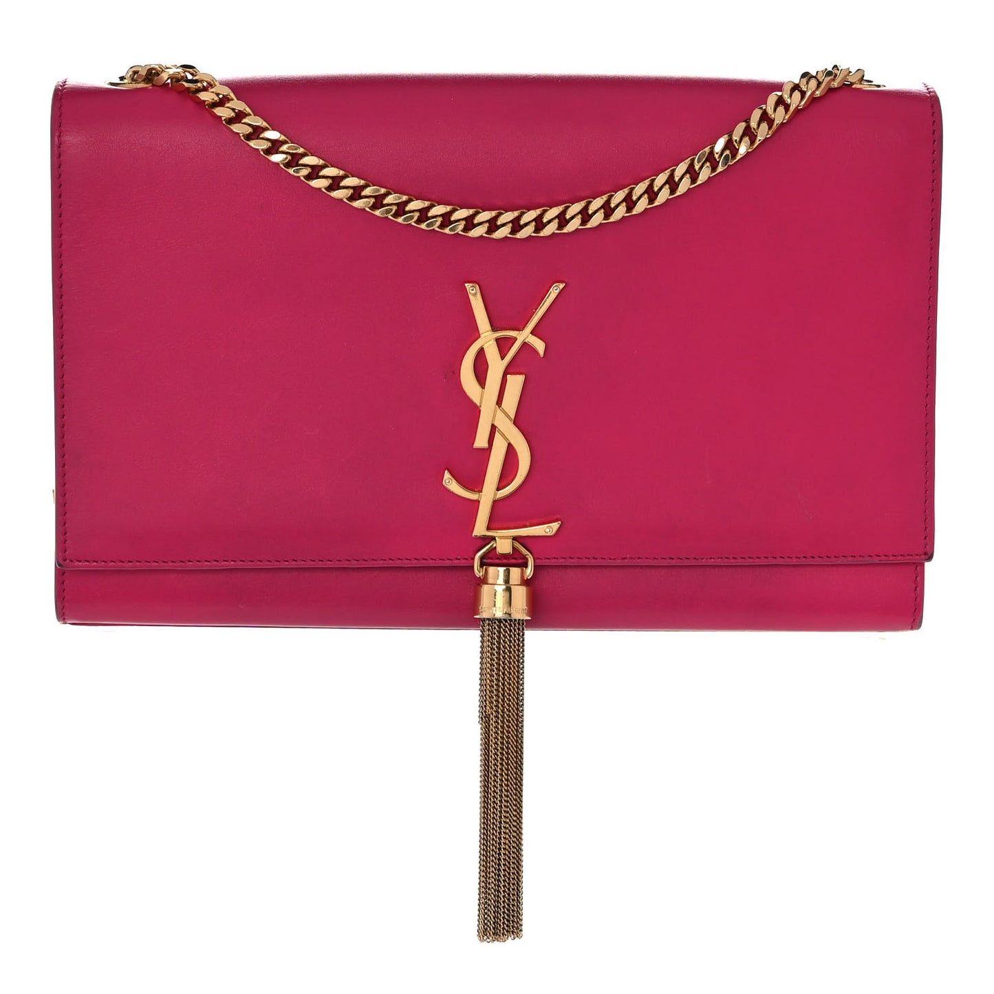 Smooth Calfskin Medium Classic Monogram Kate Tassel Satchel Fuchsia