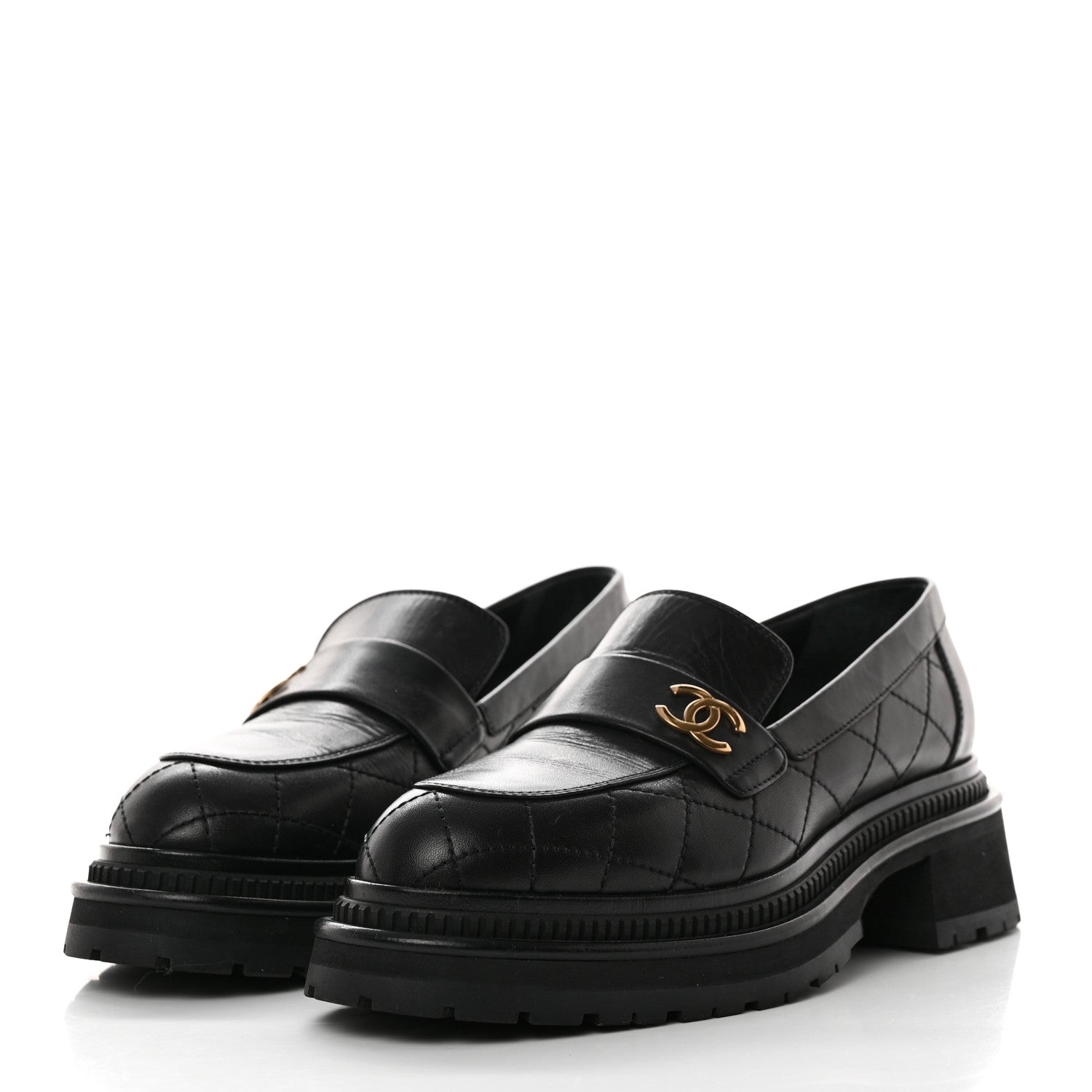 Chanel Calfskin Quilted CC Mocassin Loafers 39 Black 3 of 9