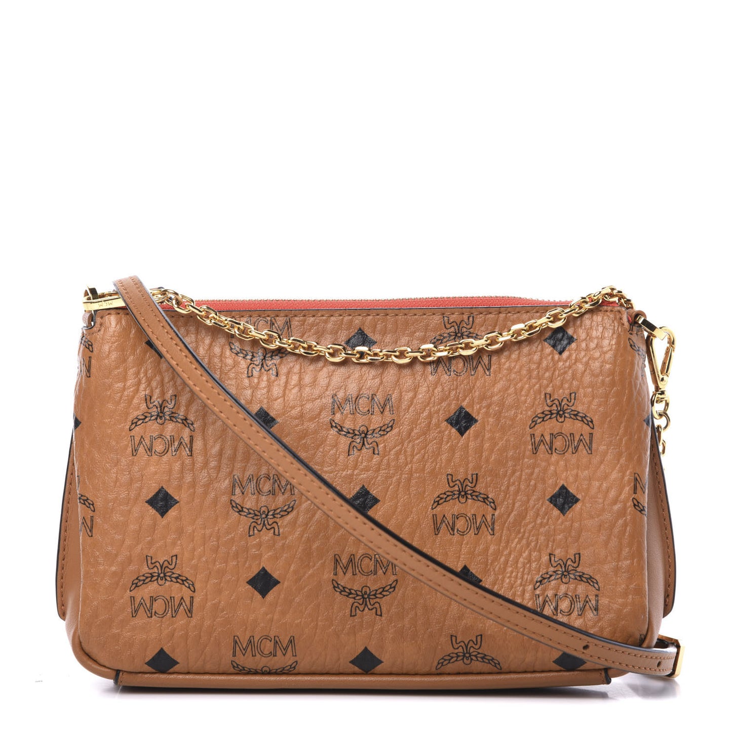 Visetos Medium Millie Chain Crossbody Bag Cognac