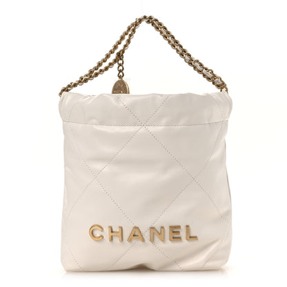 Chanel Shiny Calfskin Quilted Mini Chanel 22 White 1 of 11