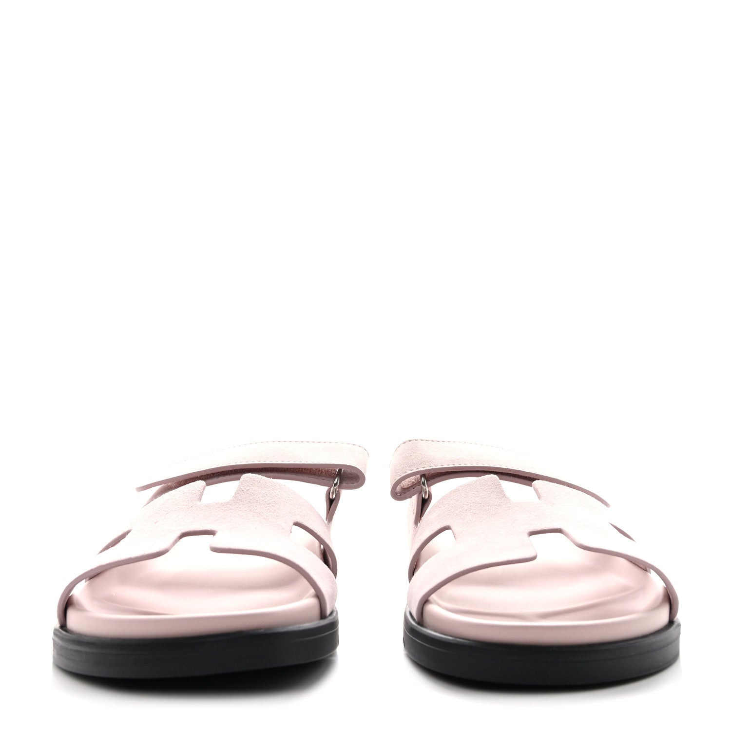 Hermes Suede Goatskin Womens Chypre Sandals 39 Rose Porcelaine 2 of 9