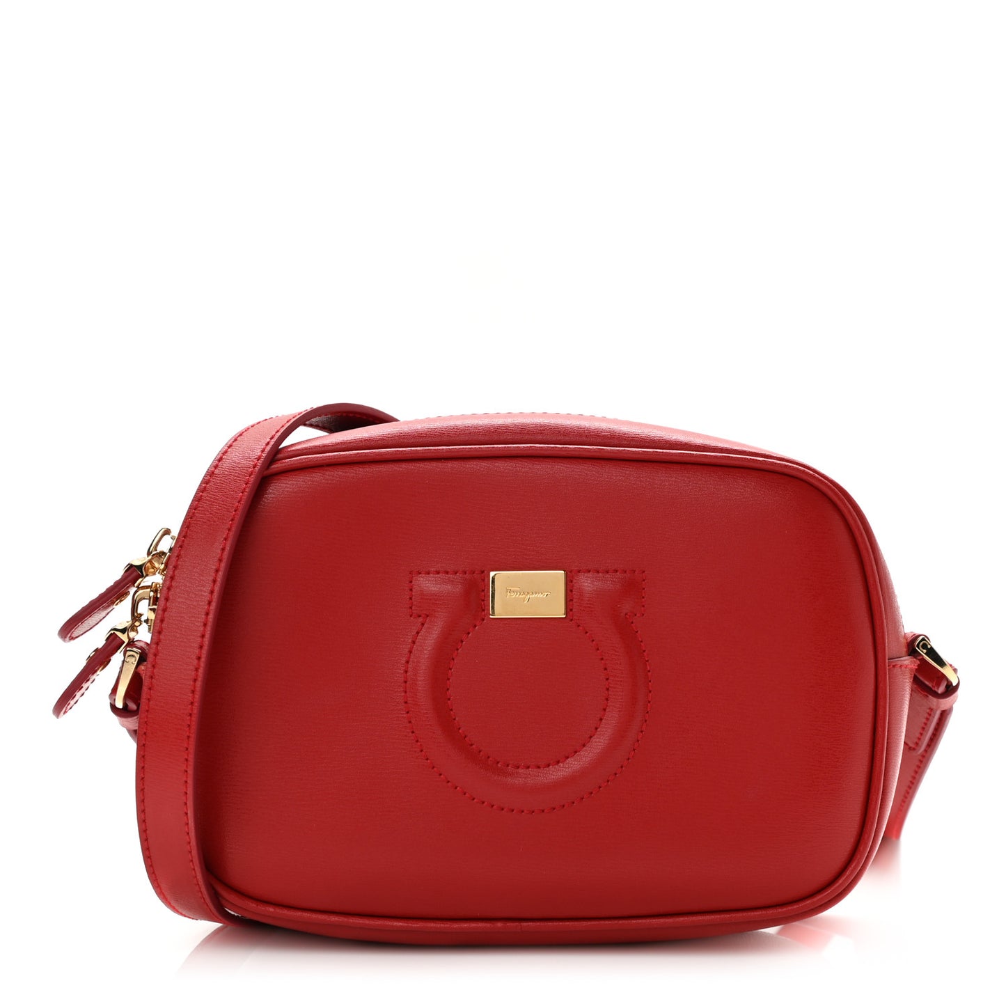 Calfskin City Goncho Crossbody Camera Bag Red