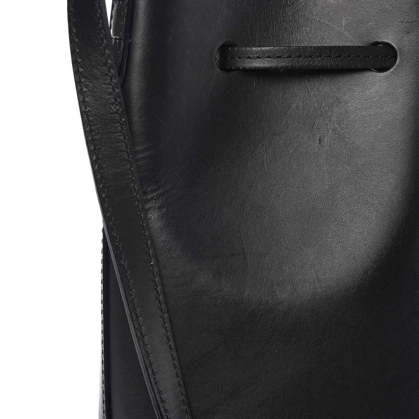 Vegetable Tanned Calfskin Bucket Bag Black Blu