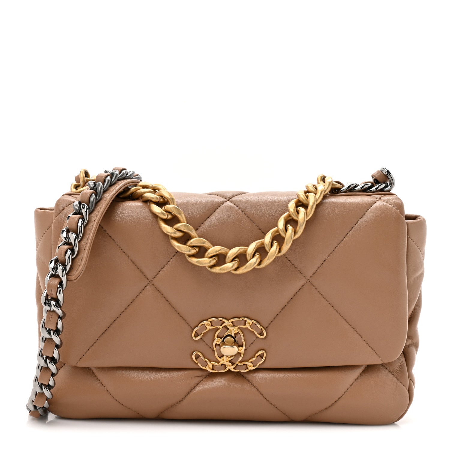 Chanel Lambskin Quilted Medium Chanel 19 Flap Beige 1 of 10