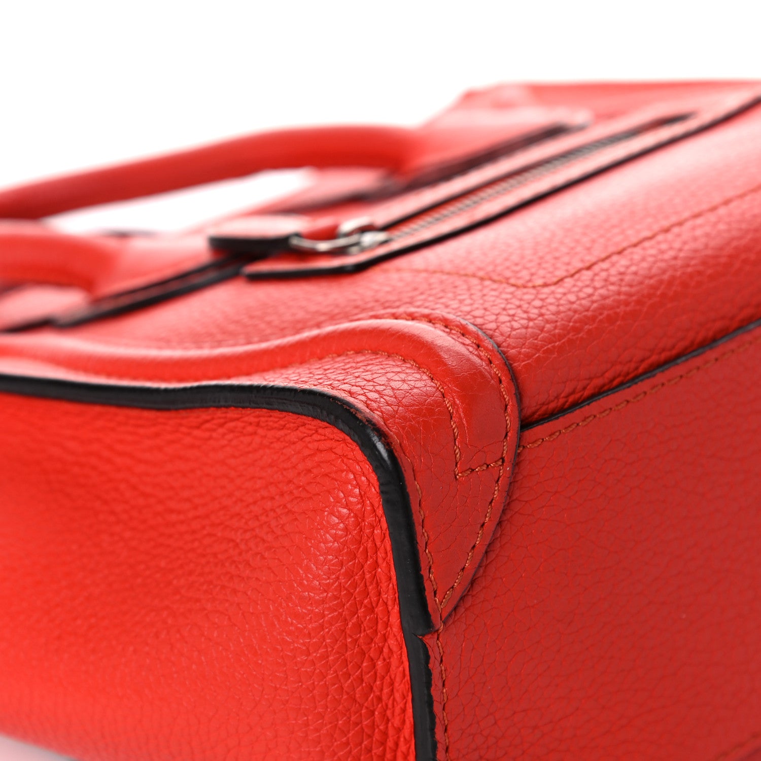 Celine Drummed Calfskin Nano Luggage Vermillion 12 of 25