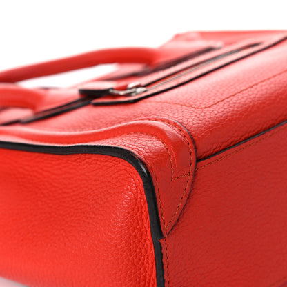 Celine Drummed Calfskin Nano Luggage Vermillion 12 of 25
