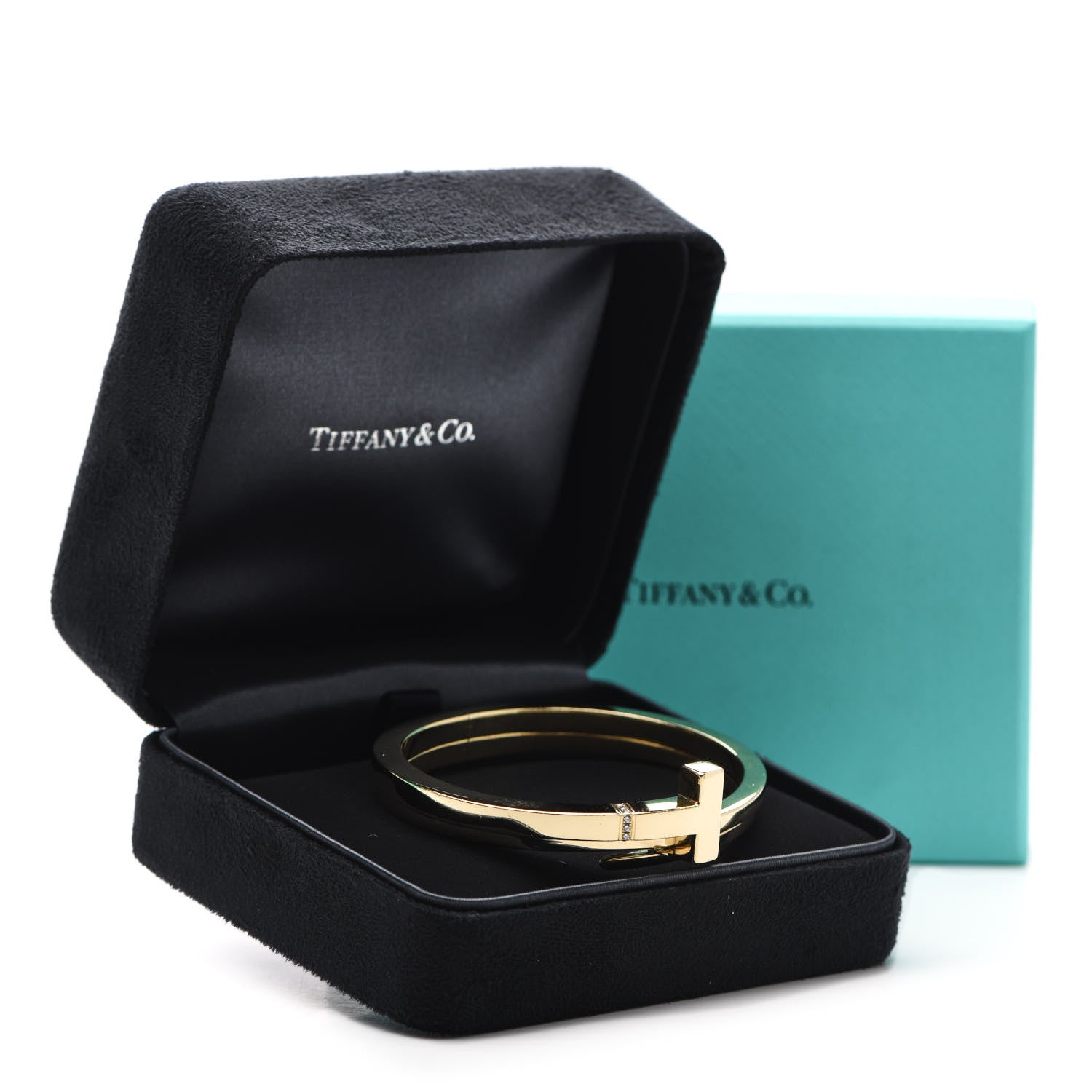 Tiffany 18K Yellow Gold Diamond Wide T T1 Hinged Wrap Bangle Bracelet 5 of 5