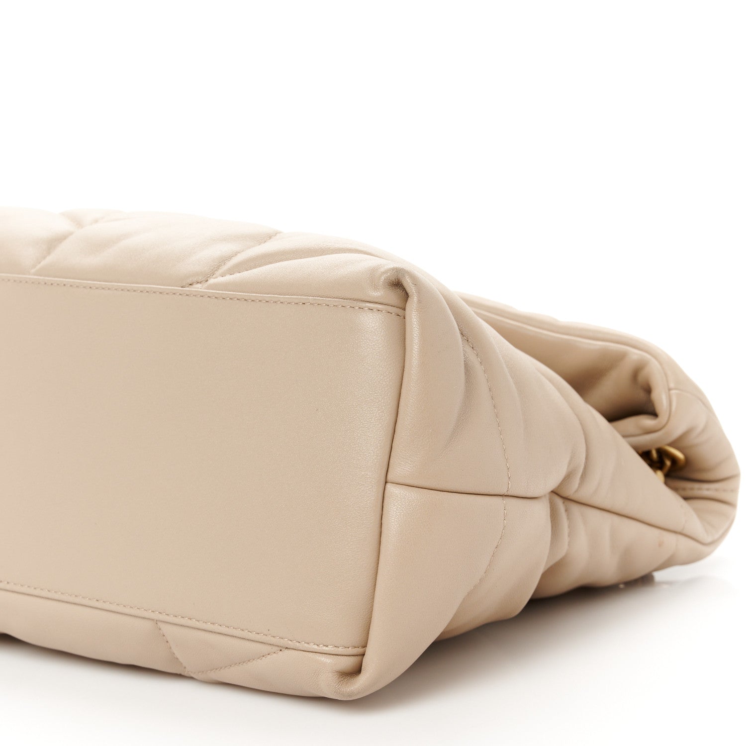 Saint Laurent Lambskin Quilted Small Loulou Puffer Monogram Chain Satchel Dark Beige 11 of 11