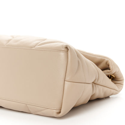 Saint Laurent Lambskin Quilted Small Loulou Puffer Monogram Chain Satchel Dark Beige 11 of 11