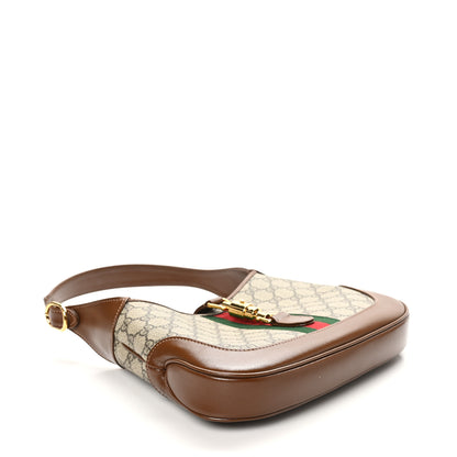 Gucci GG Supreme Monogram Azalea Calfskin Web Small Jackie 1961 Hobo Beige Ebony Brown Sugar 4 of 10