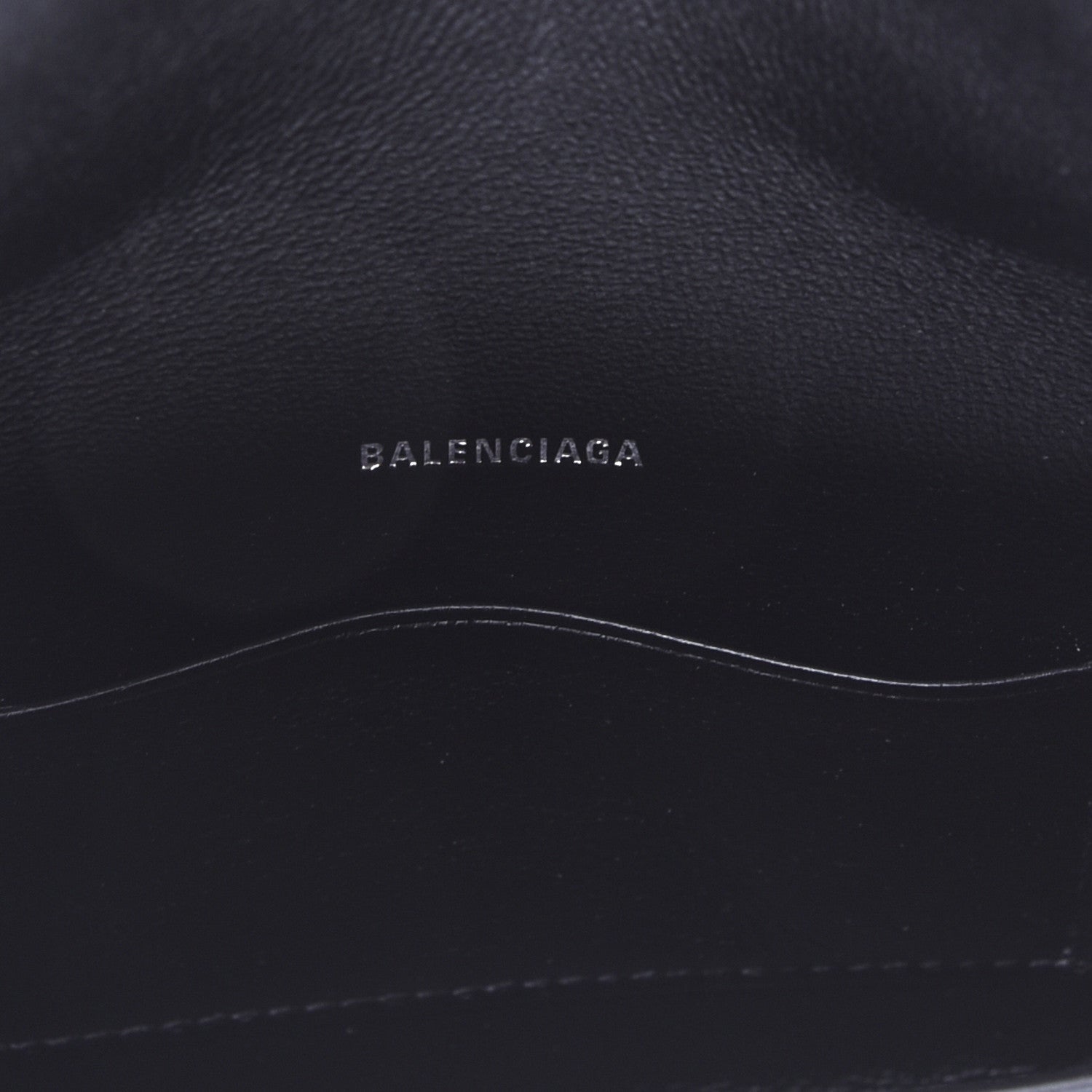 Balenciaga Grained Calfskin Logo Cash Phone Holder Wallet On Chain Black White 8 of 11