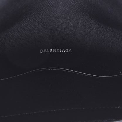 Balenciaga Grained Calfskin Logo Cash Phone Holder Wallet On Chain Black White 8 of 11