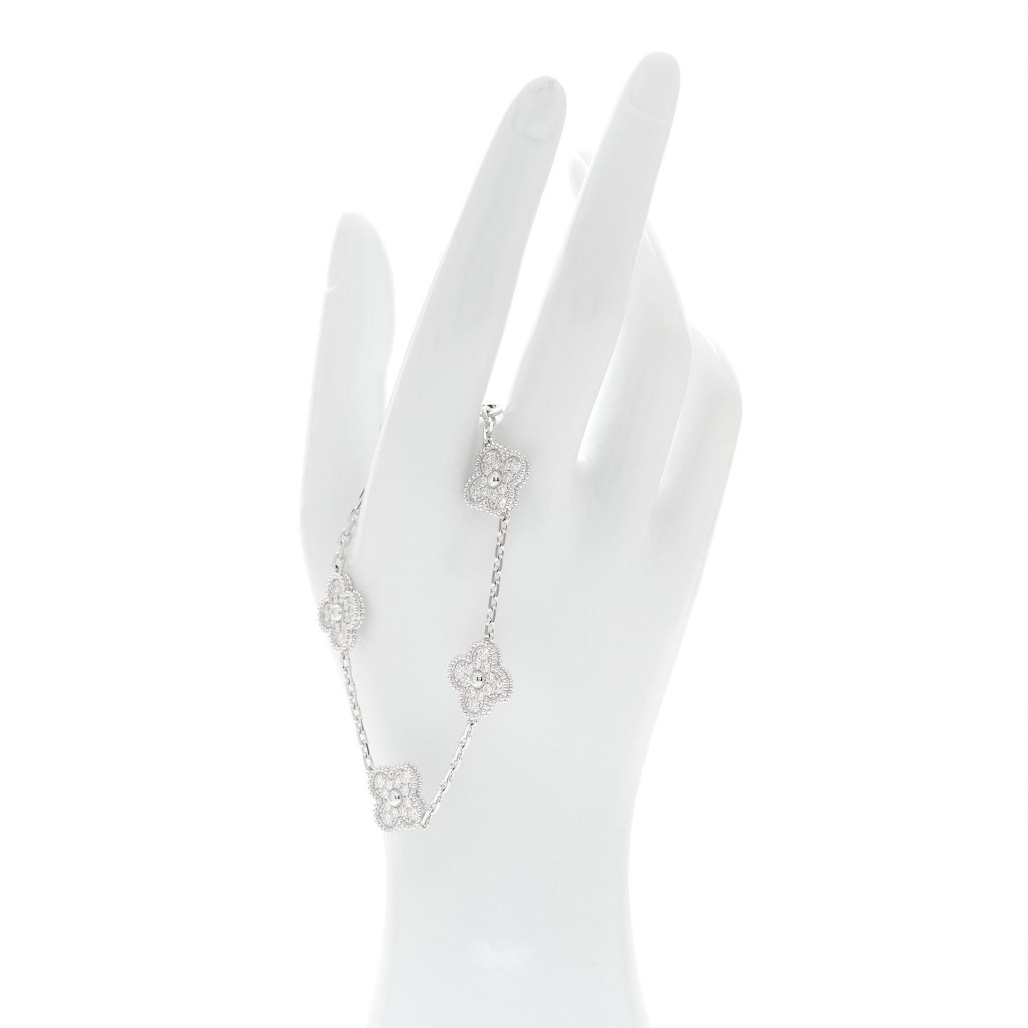 18K White Gold Diamond 5 Motifs Vintage Alhambra Bracelet