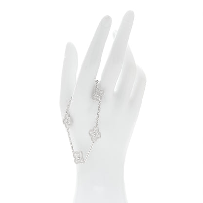 Van Cleef & Arpels 18K White Gold Diamond 5 Motifs Vintage Alhambra Bracelet 2 of 5