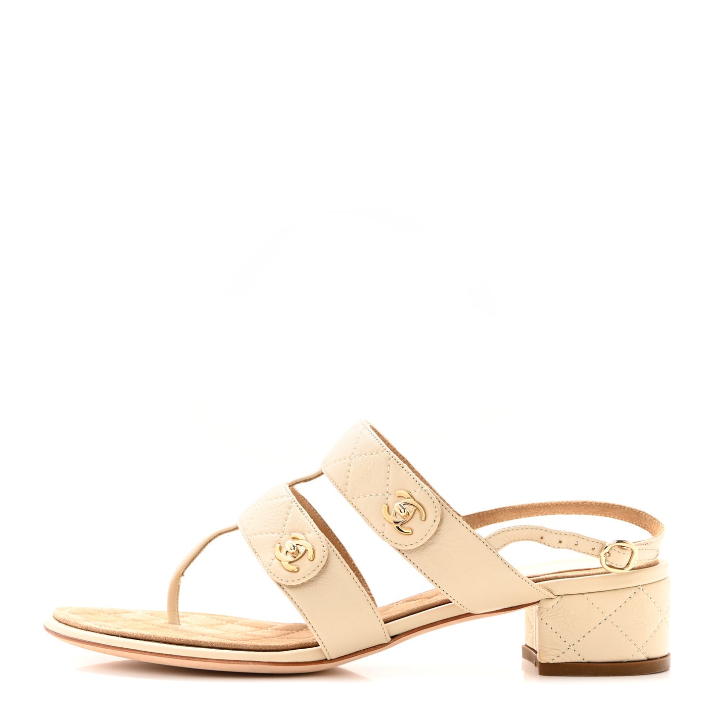 Calfskin Quilted CC Turnlock Sandals 39 Dark 39 White