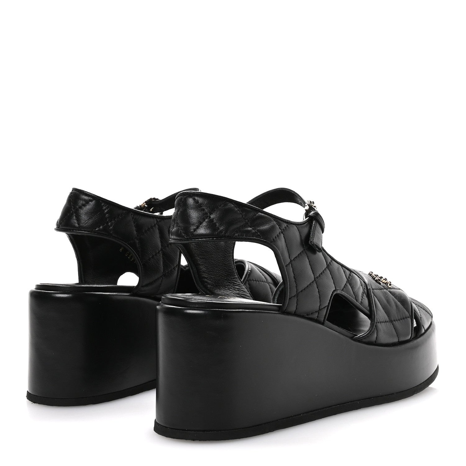 Chanel Lambskin Quilted Platform Sandals 39.5 Black 5 of 9