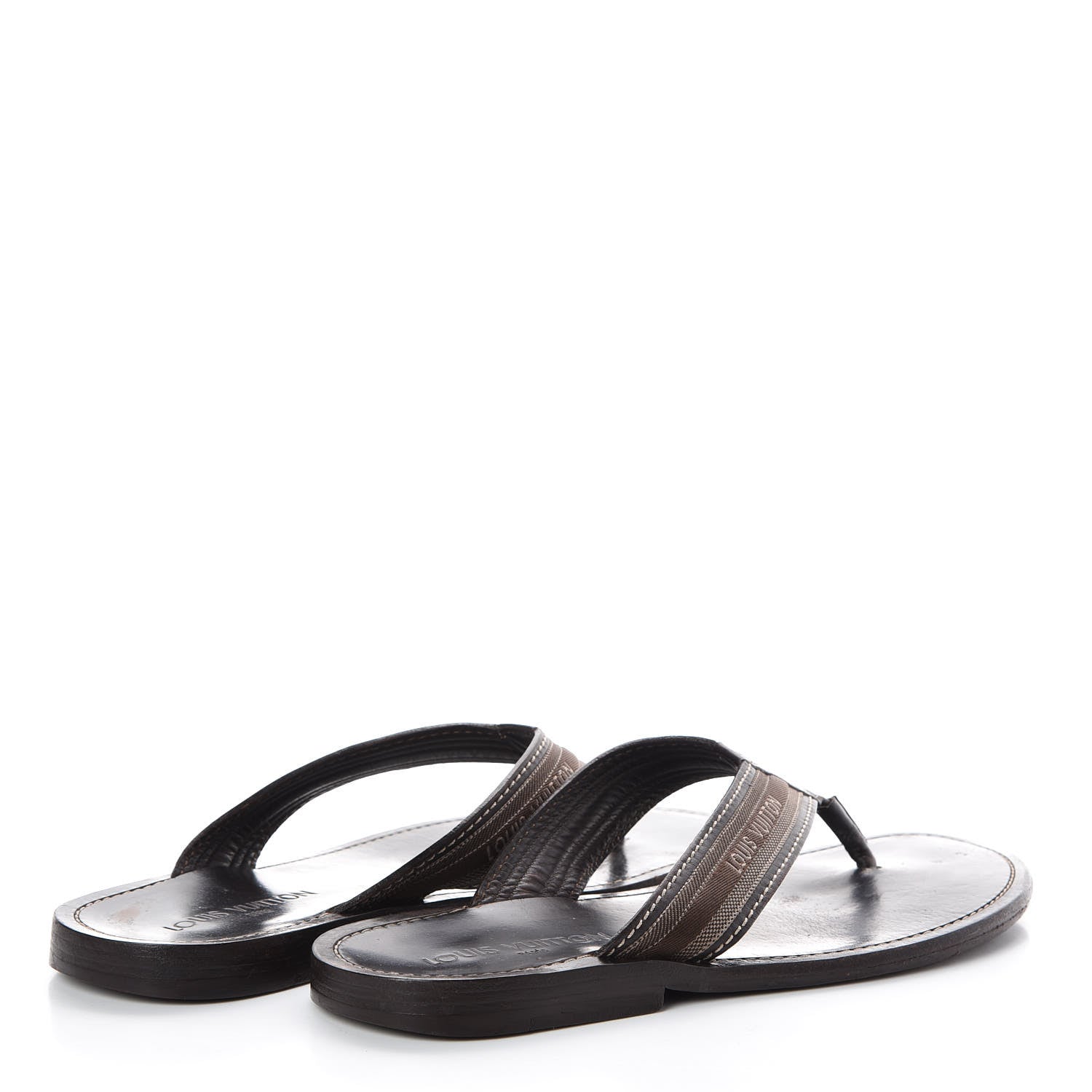 Louis Vuitton Canvas Damier Mens Thong Sandals 8.5 Brown 4 of 11