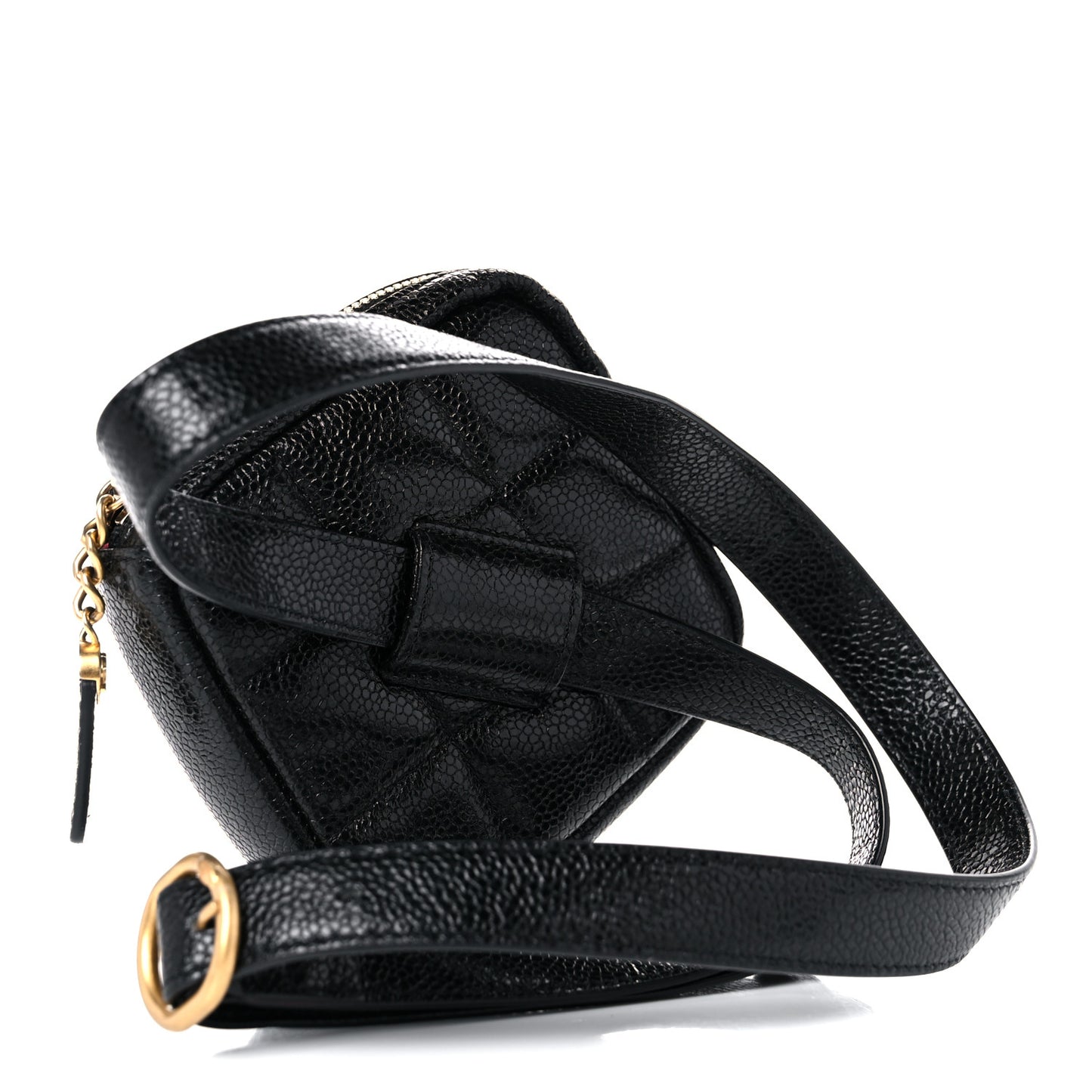 Caviar Quilted Diamond Belt Coin Purse Black