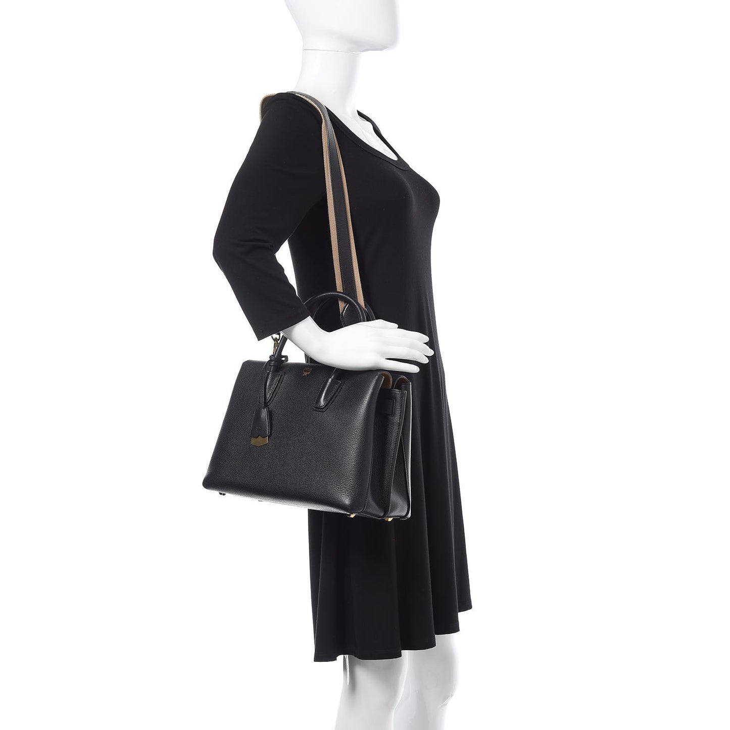Grained Calfskin Medium Milla Tote Black