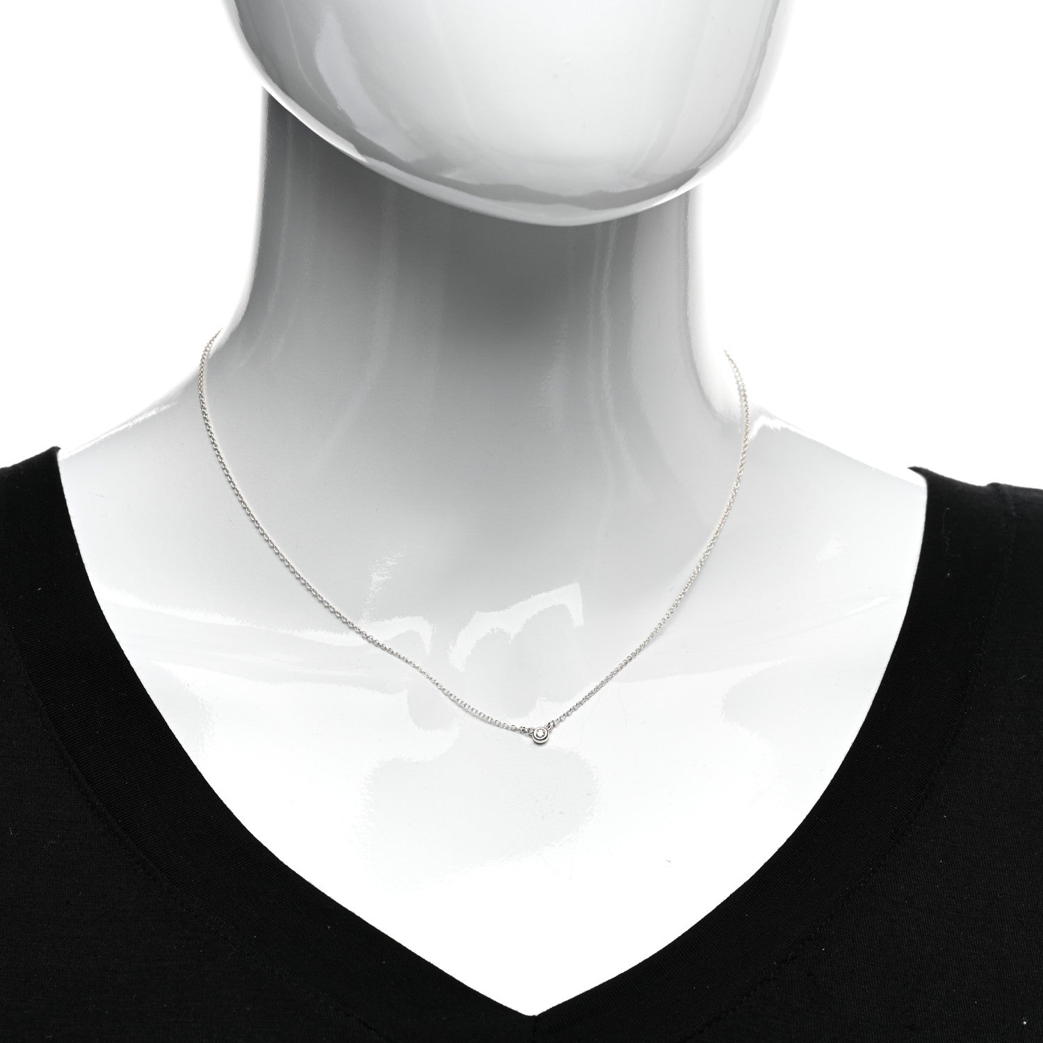 Tiffany Sterling Silver Diamond .03ct Elsa Peretti Diamonds by the Yard Pendant Necklace 2 of 4