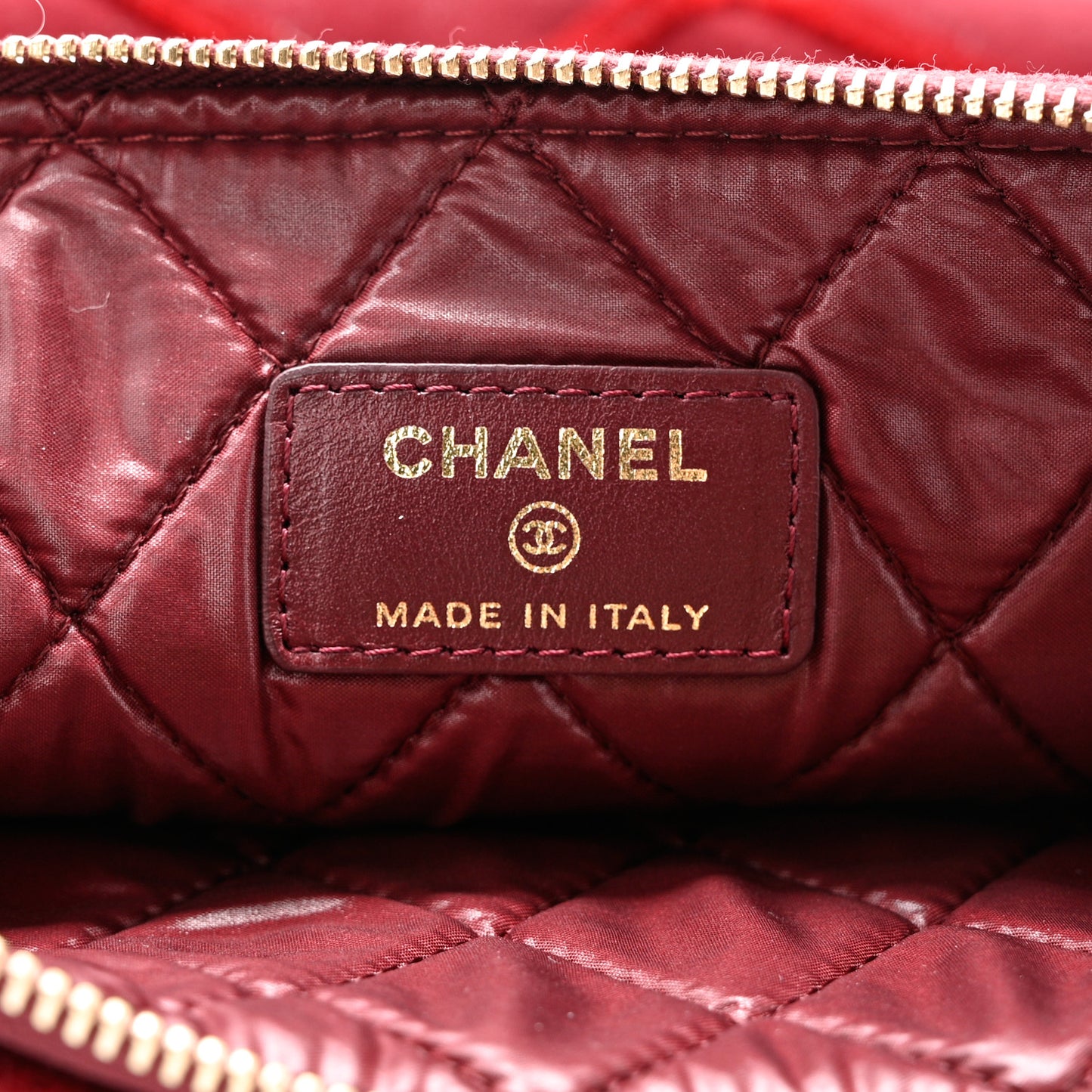 Velvet Quilted Medium Cosmetic Case Burgundy