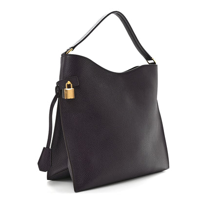 Tom Ford Pebbled Calfskin Small Alix Padlock Zip Hobo Bag Wine 4 of 12