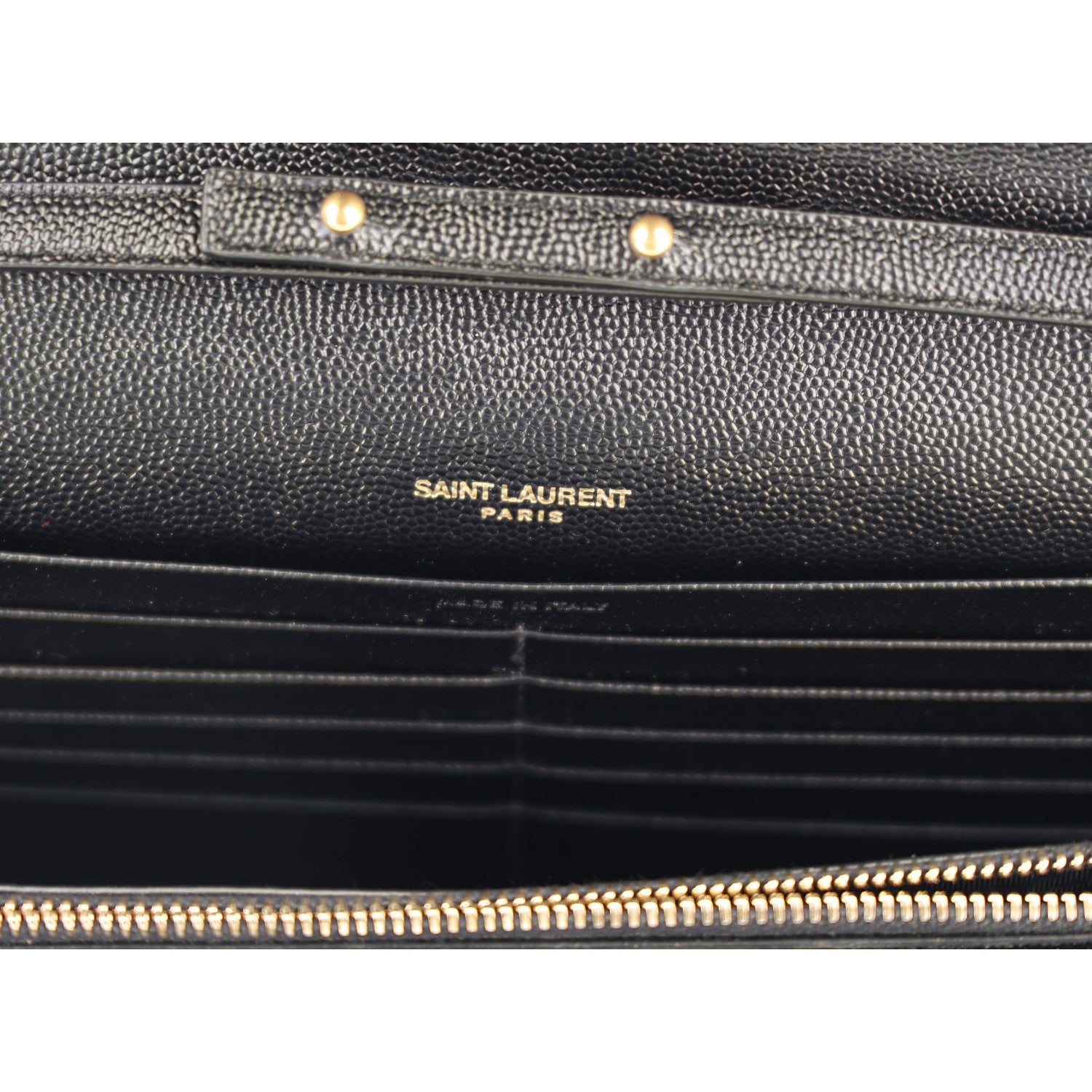 Saint Laurent Grain De Poudre Matelasse Chevron Monogram Chain Wallet Black Black 6 of 9