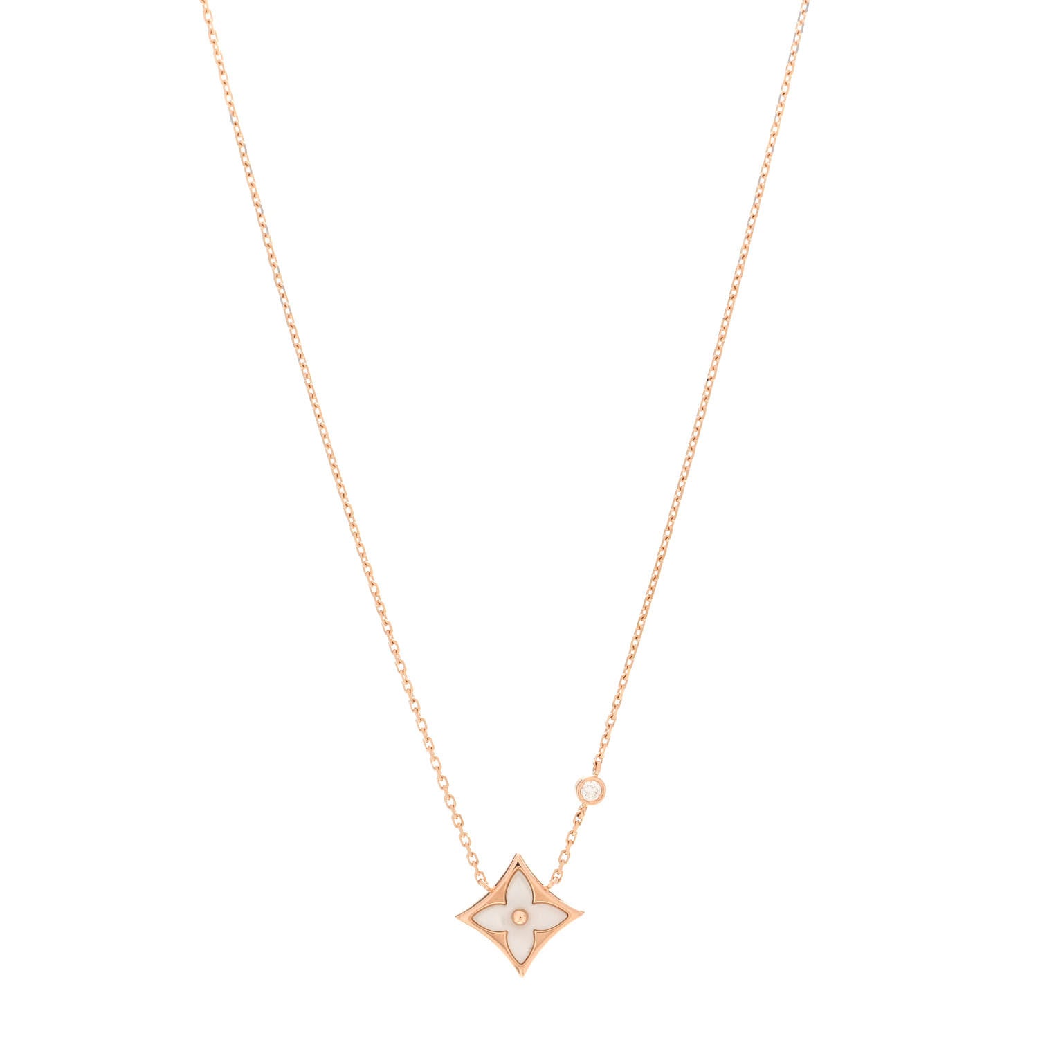 Louis Vuitton 18K Pink Gold Diamond Pink Mother of Pearl Color Blossom BB Star Pendant Necklace 1 of 5