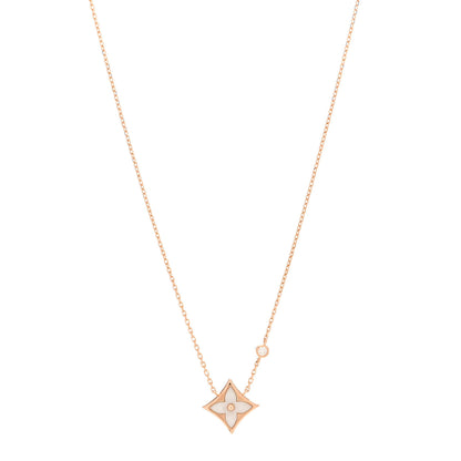 Louis Vuitton 18K Pink Gold Diamond Pink Mother of Pearl Color Blossom BB Star Pendant Necklace 1 of 5