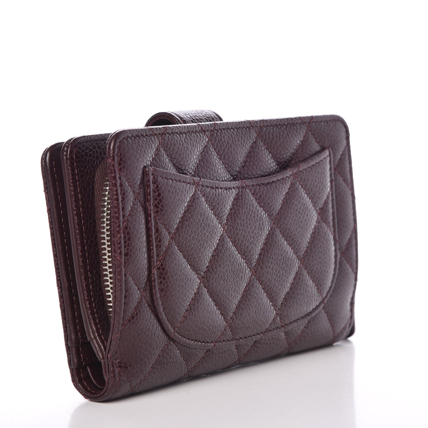 Caviar Quilted Zipped Pocket Wallet Dark Purple