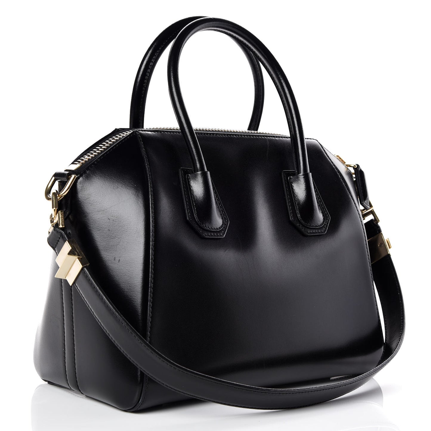 Shiny Lord Calfskin Small Antigona Black
