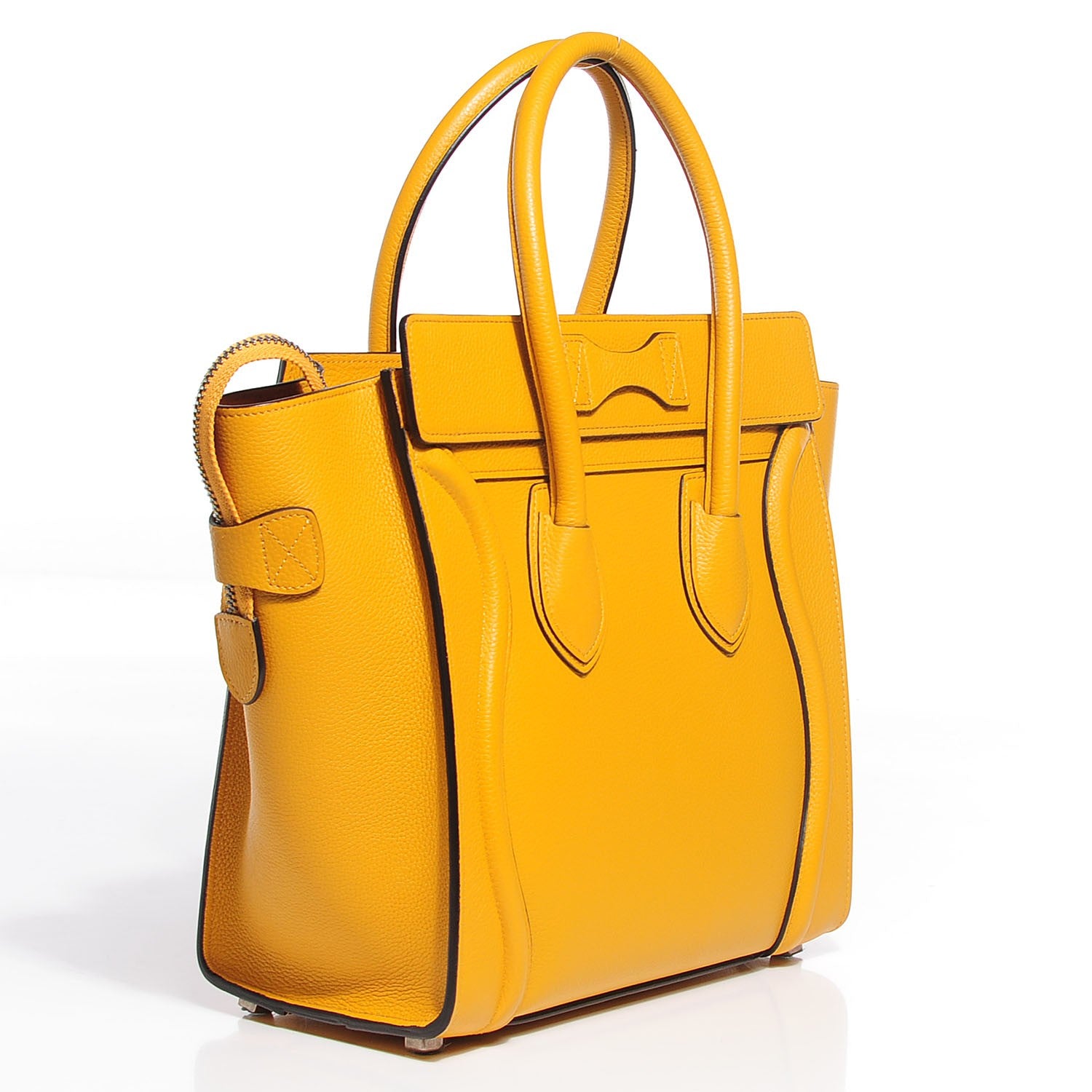 Celine Drummed Calfskin Micro Luggage Ocre 3 of 8