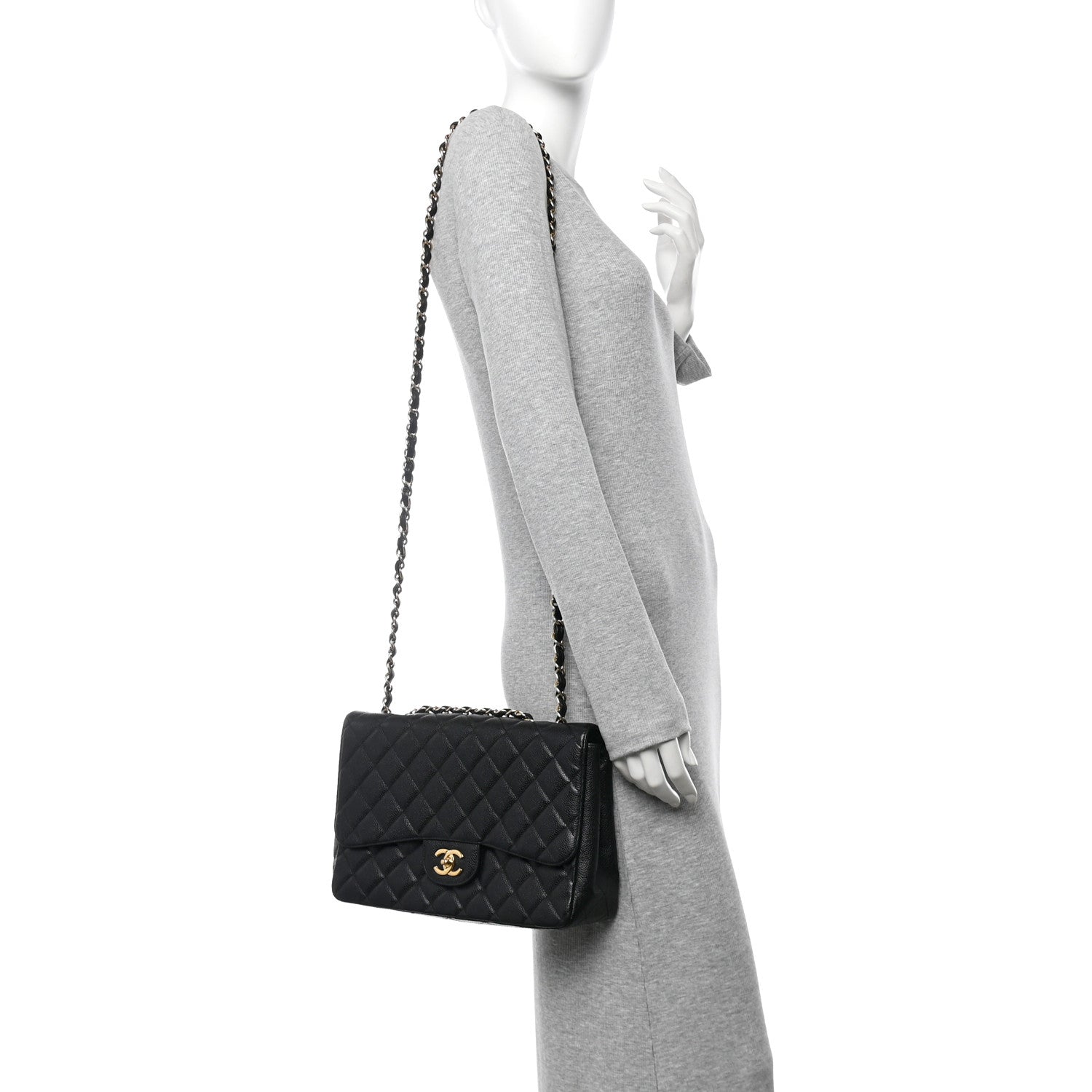 Chanel Caviar Quilted Jumbo Single Flap Black 2 of 12