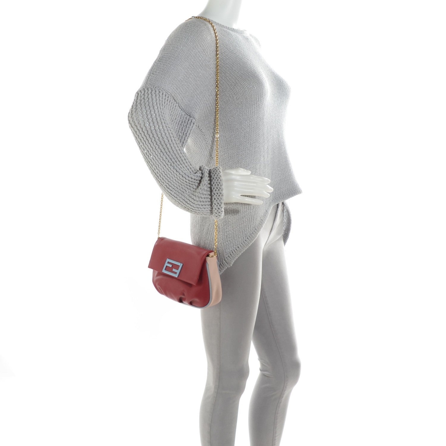 Fendi Vitello Dolce Fendista Pouchette Crossbody Mattone Plaster 2 of 8