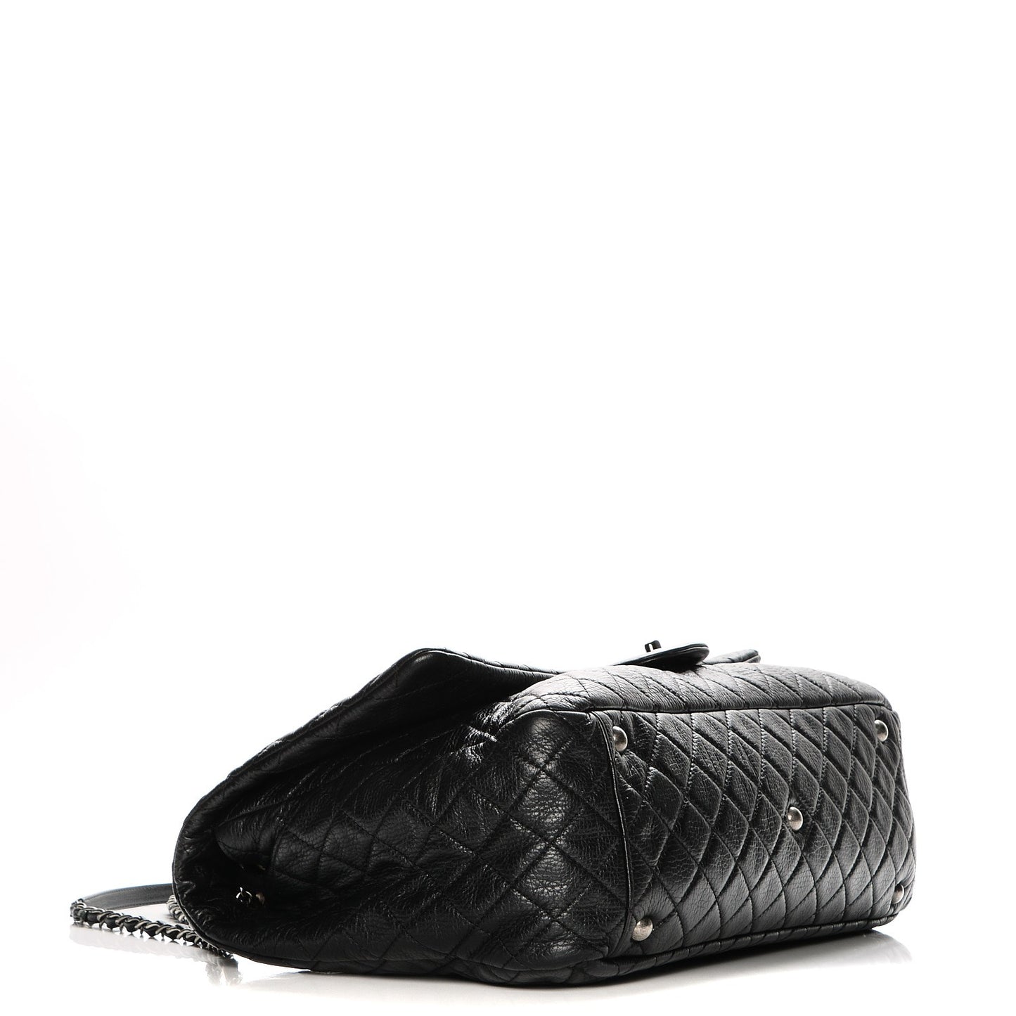 Calfskin Quilted XXL Travel Flap Bag Black