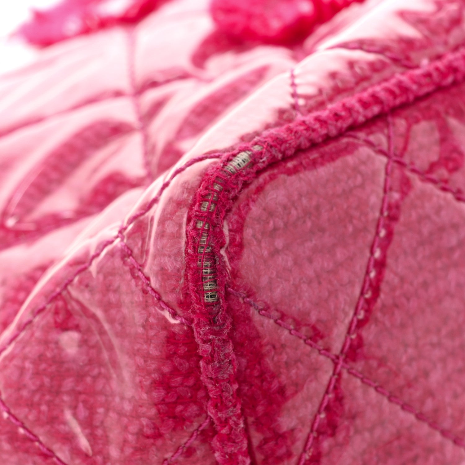 Chanel Vinyl Quilted Funny Tweed Tote Fuchsia 11 of 11