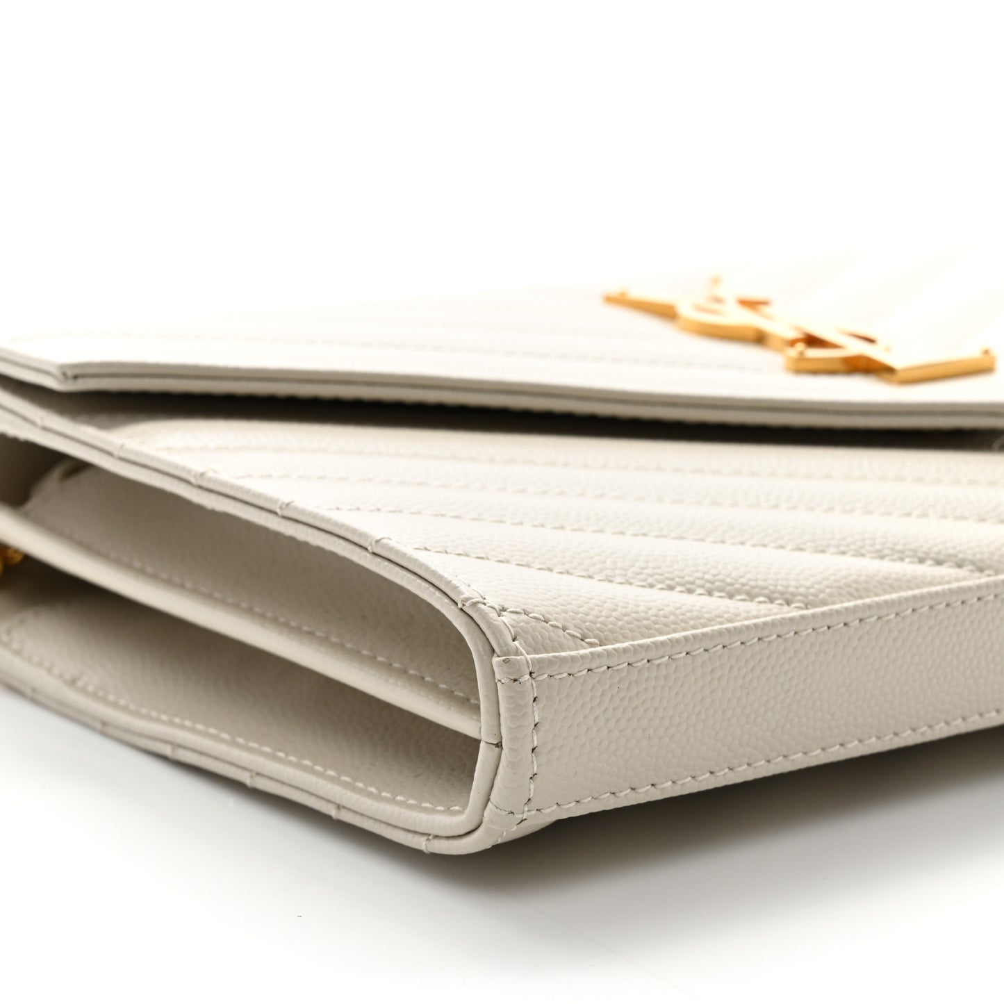 Grain De Poudre Matelasse Chevron Monogram Chain Wallet Crema Soft